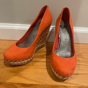 Orange Wedge Heels